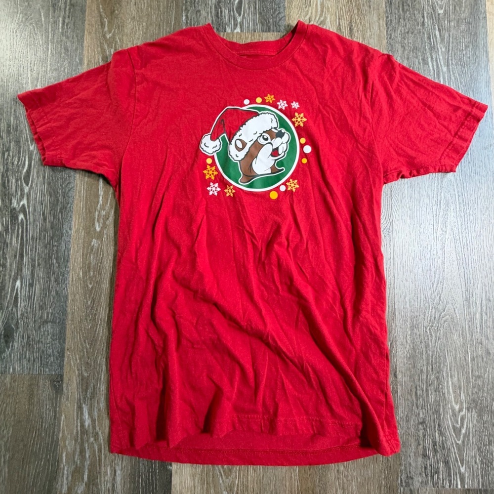 Buc-ee's Graphic T-Shirt Mens Medium Red Christmas Nutcracker Believe Magic 2024